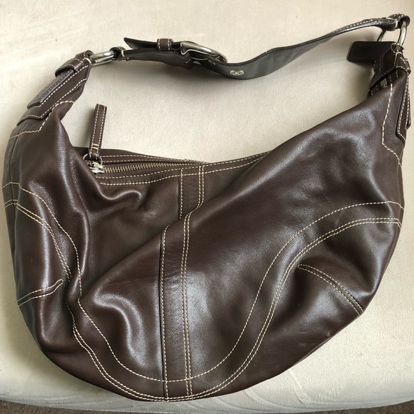 Chocolate brown leather Coach satchel - Picture 1 of 4